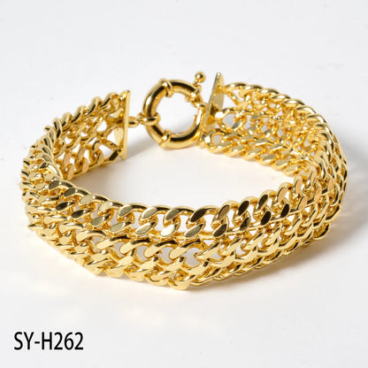 Unisex 18MM Gold Plated Miami Chain Bracelet Punk Hip Hop Wristband