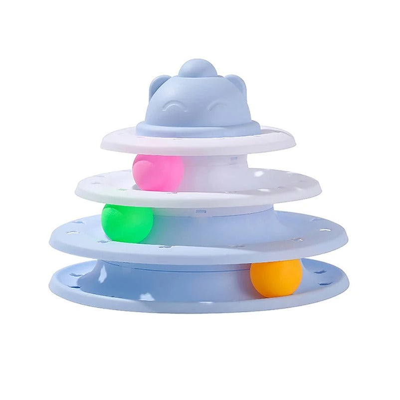 3 Layer Cat Toy Ball Track Tower Interactive Turntable Pet Play Toy