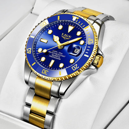 LIGE Men’s Luxury Diver Watch 30ATM Waterproof Quartz Sport Date Watch