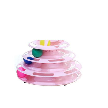 3 Layer Cat Toy Ball Track Tower Interactive Turntable Pet Play Toy