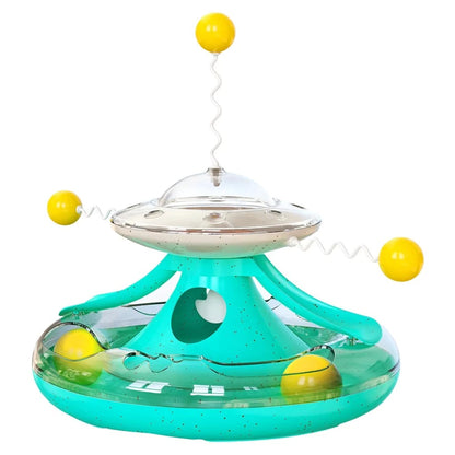 Cat Puzzle Toy Indoor Interactive Spinning Track Balls & Feather Teaser