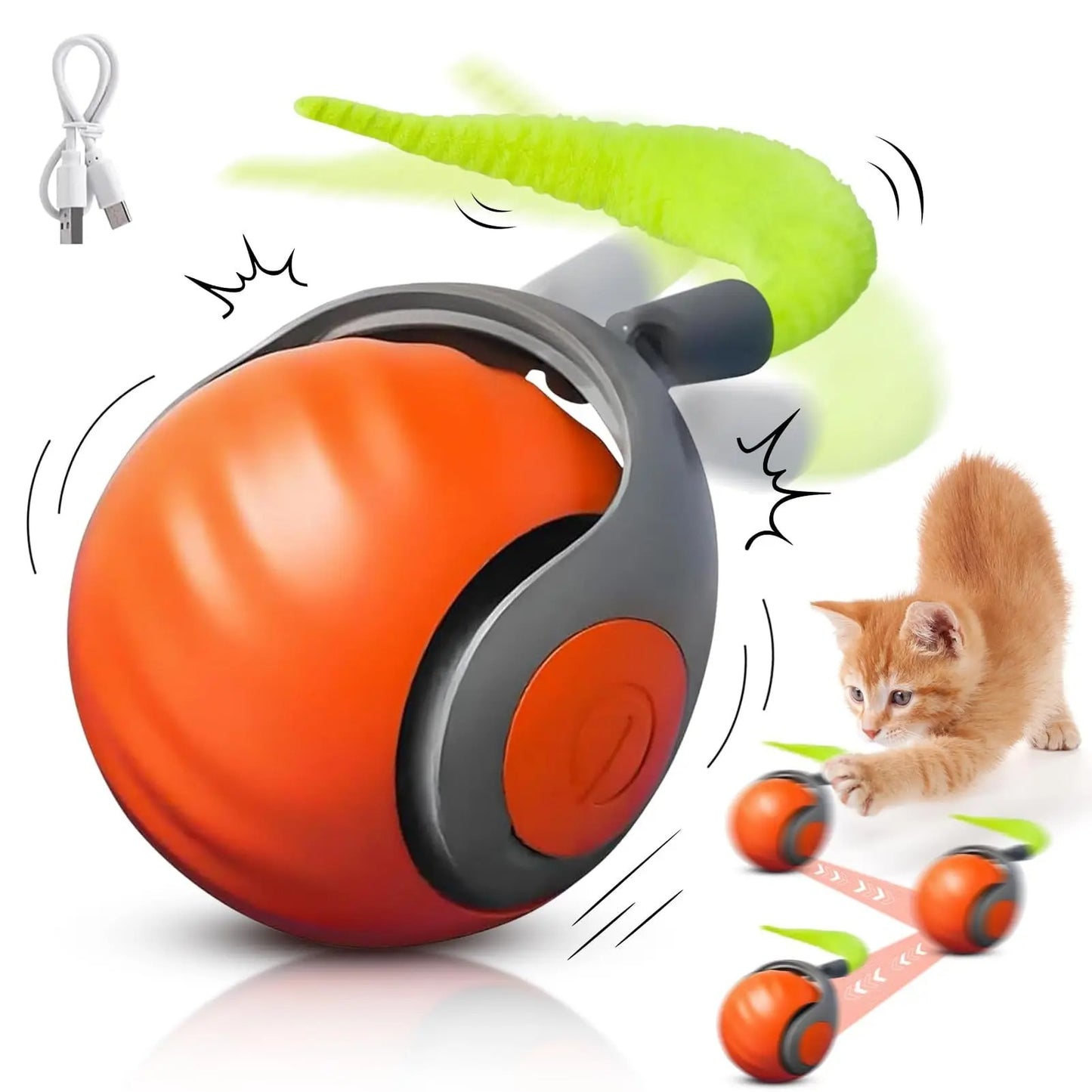 Speedy Tail 2.0 Interactive Cat Ball Toy with 2 Speed Smart Movement