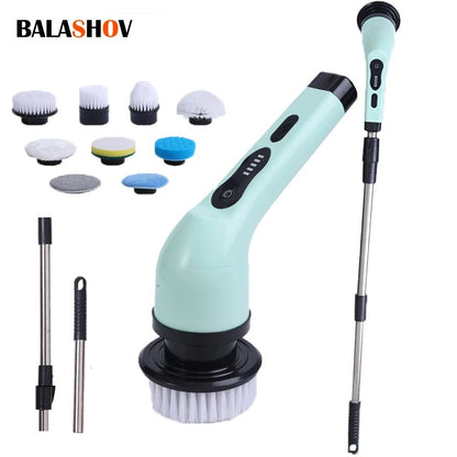 9-in-1 Electric Spin Scrubber Brush for Kitchen & Bathroom Cleaning