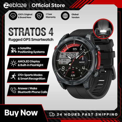 Zeblaze Stratos 4 GPS Smart Watch AMOLED Compass Altimeter Voice Call