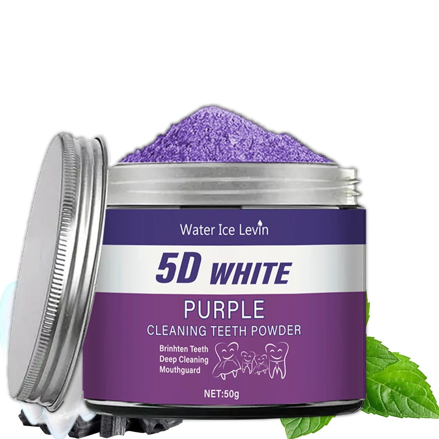 Purple Teeth Whitening Powder for Deep Cleaning & Fresh Breath 50g