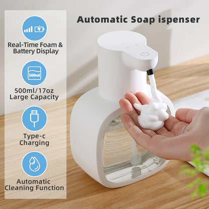 Automatic Wall Mounted Foam Soap Dispenser 500ml Rechargeable Sensor