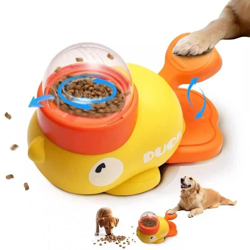 2-in-1 Dog Treat Dispenser Toy Cartoon Duck Slow Feeder Training Toy