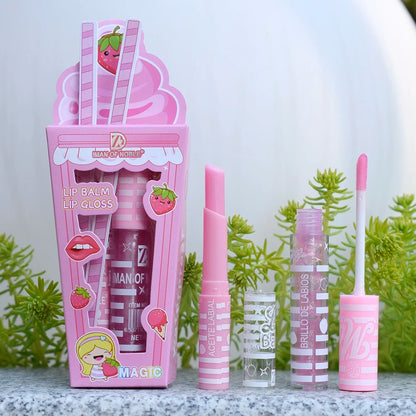 Cute Ice Cream Lip Gloss Set Waterproof Long Lasting Moisturizing Balm
