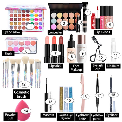 POPFEEL All In One Makeup Kit Eyebrow Eyeliner Eyeshadow Full Set
