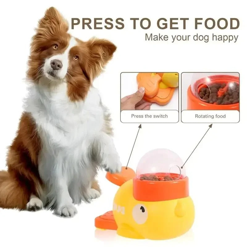 2-in-1 Dog Treat Dispenser Toy Cartoon Duck Slow Feeder Training Toy