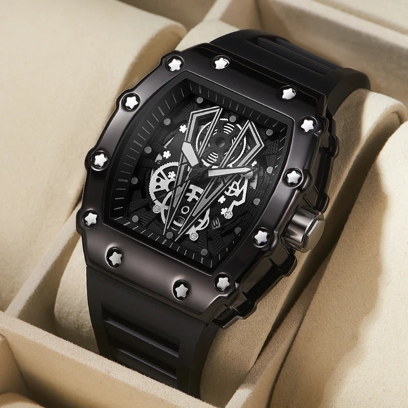 Men’s Large Dial Square Quartz Watch Waterproof Sport Luminous Wristwatch