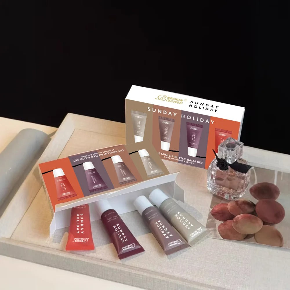 4Pcs Lip Gloss Set Moisturizing Natural Portable Long Lasting Makeup Kit