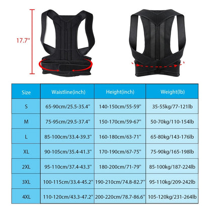 Adjustable Posture Corrector Back Brace for Lumbar & Shoulder Support