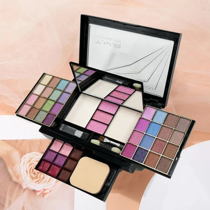 TYA 46 Colors Makeup Set Eyeshadow Blusher Lip Gloss Powder Puff Kit T6145
