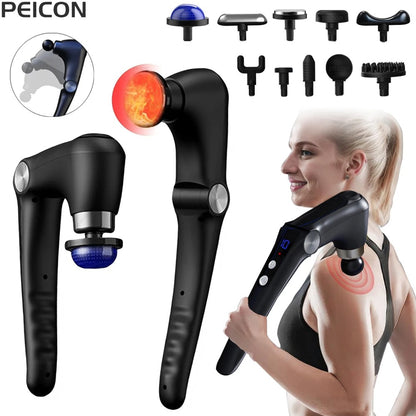 Electric Fascia Massage Gun with Handle for Neck Back Shoulder & Body