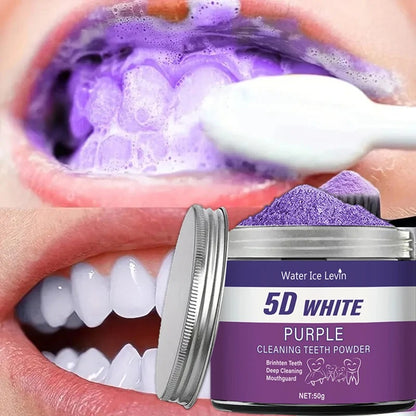 Purple Teeth Whitening Powder for Deep Cleaning & Fresh Breath 50g