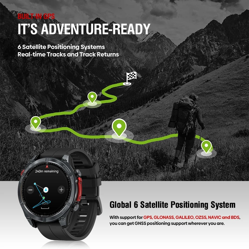 Zeblaze Stratos 4 GPS Smart Watch AMOLED Compass Altimeter Voice Call