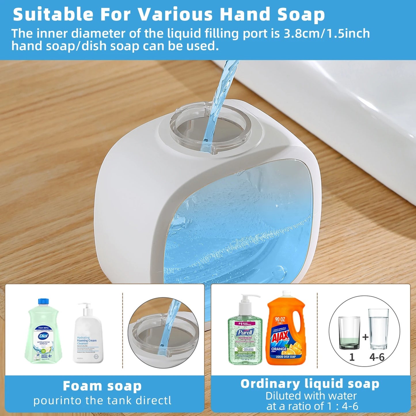 Automatic Wall Mounted Foam Soap Dispenser 500ml Rechargeable Sensor