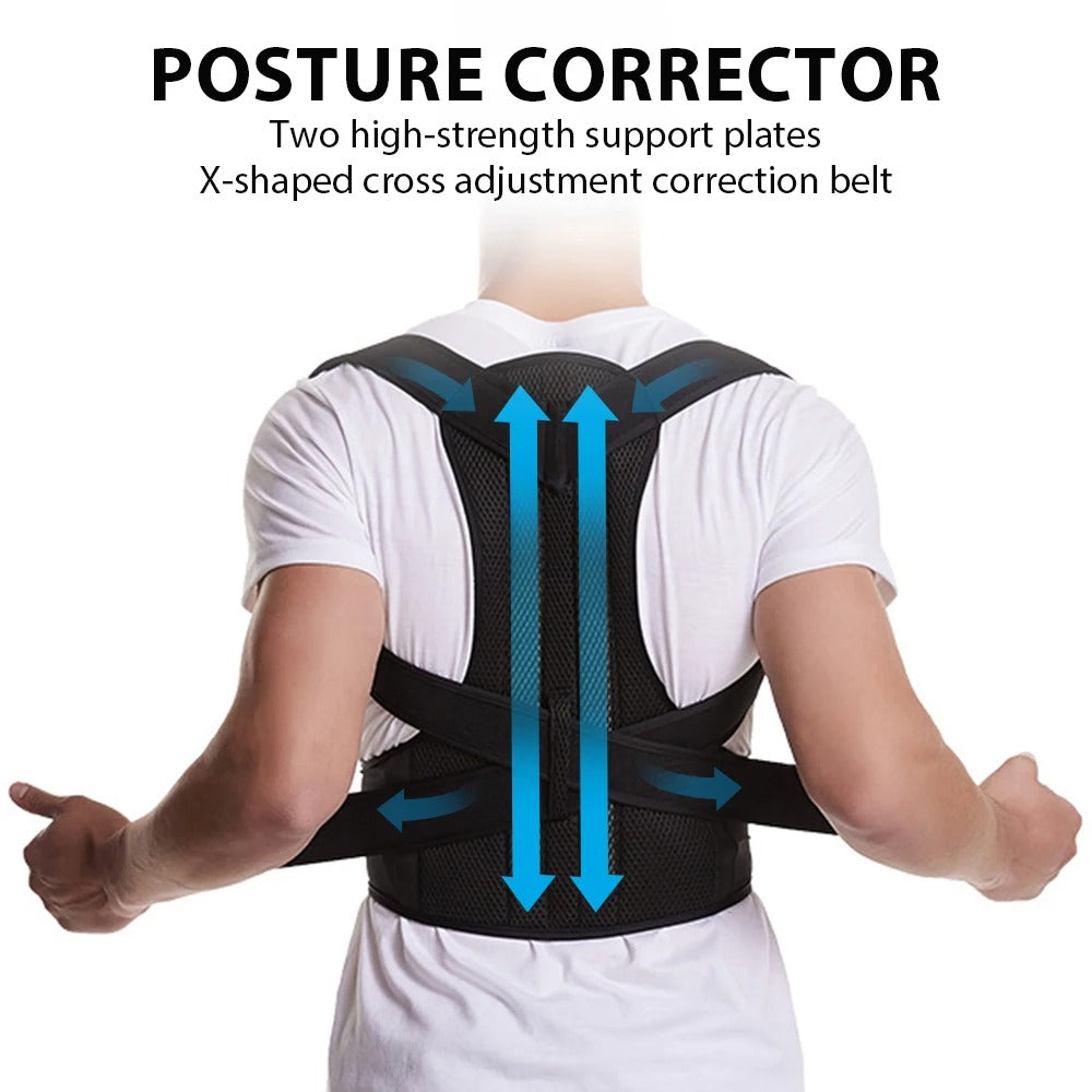 Adjustable Posture Corrector Back Brace for Lumbar & Shoulder Support