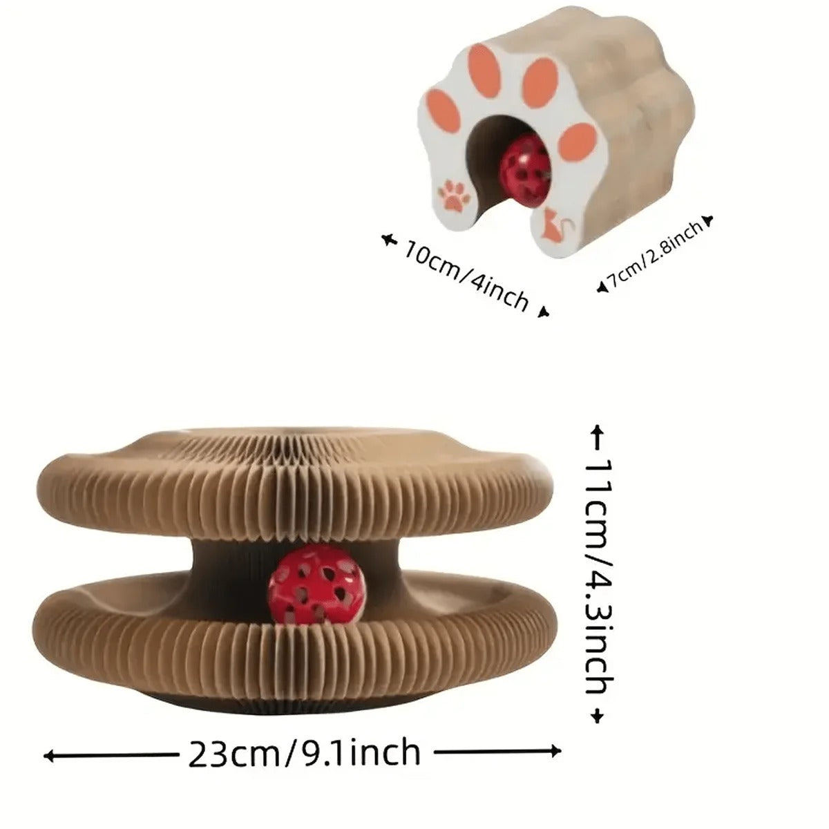 Foldable Cat Scratcher Cardboard Toy with Bell Catnip Multi Level Claw
