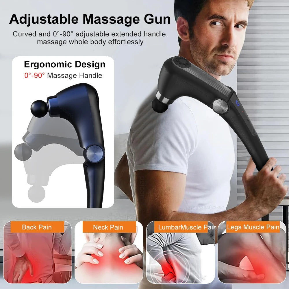 Electric Fascia Massage Gun with Handle for Neck Back Shoulder & Body