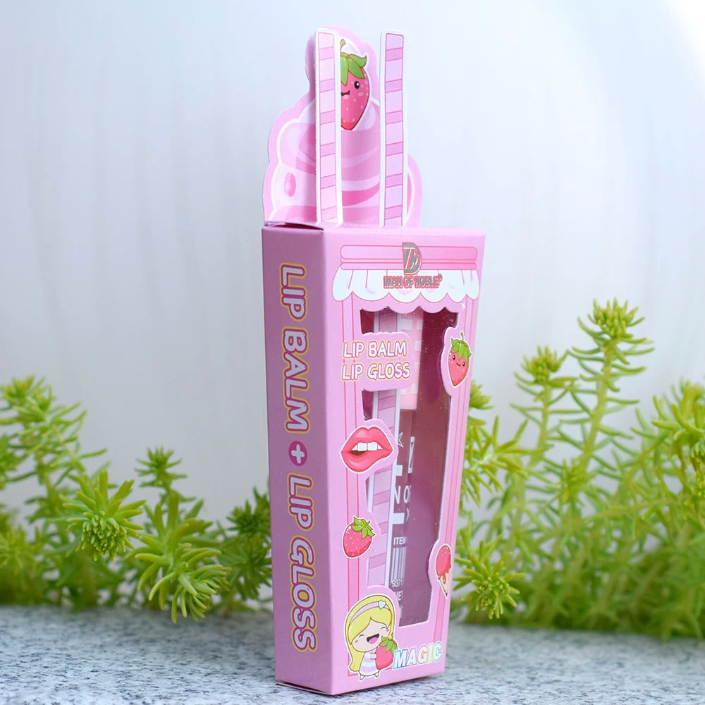 Cute Ice Cream Lip Gloss Set Waterproof Long Lasting Moisturizing Balm