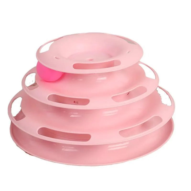 3 Layer Cat Toy Ball Track Tower Interactive Turntable Pet Play Toy