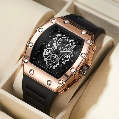 Men’s Large Dial Square Quartz Watch Waterproof Sport Luminous Wristwatch