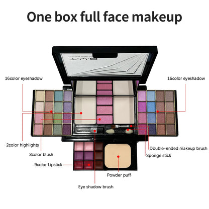TYA 46 Colors Makeup Set Eyeshadow Blusher Lip Gloss Powder Puff Kit T6145