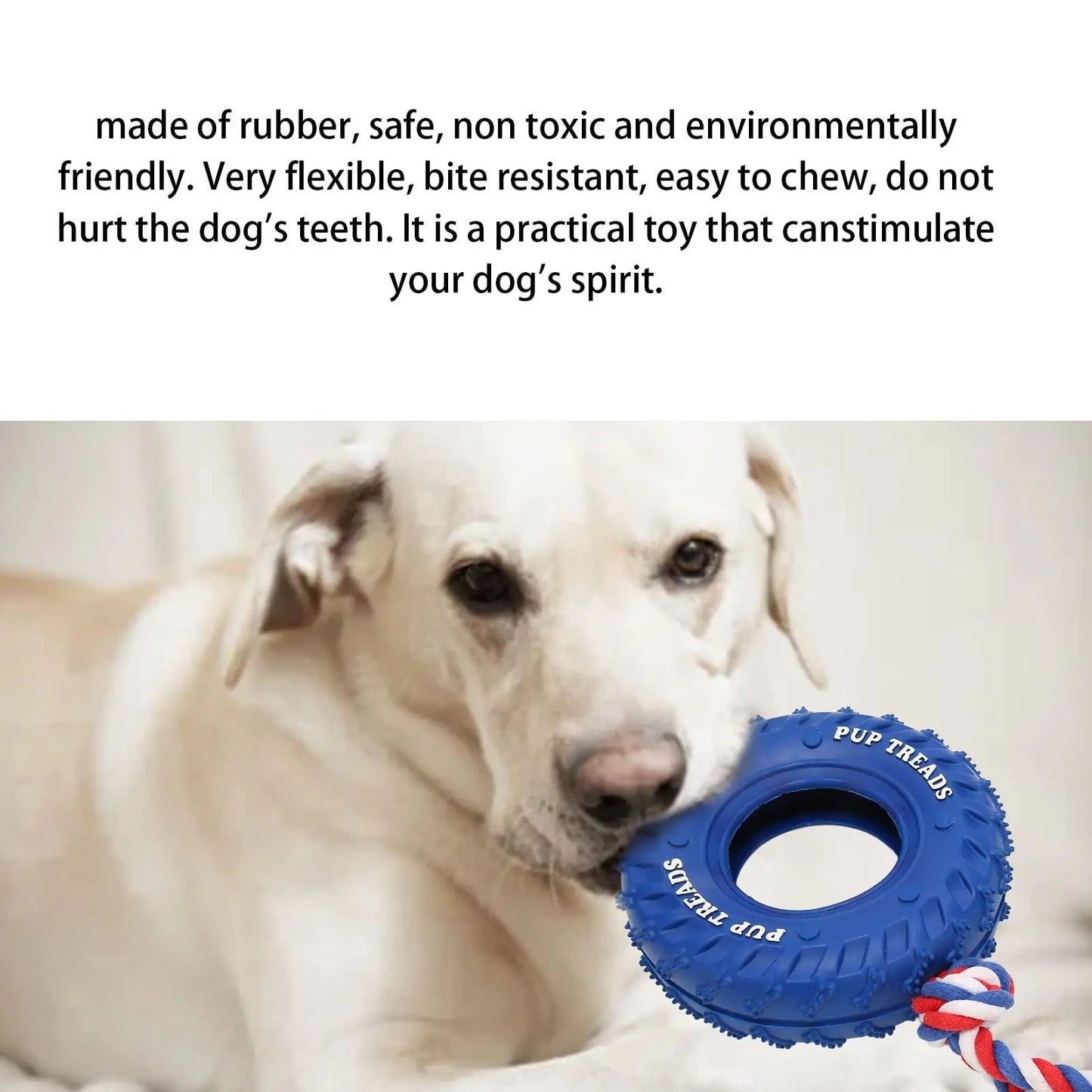 Heavy Duty Dog Chew Toy with Rubber Tire & Cotton Rope for Large Dogs