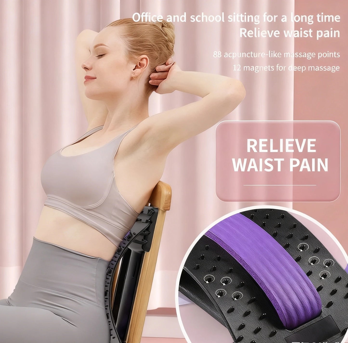 Lumbar Back Stretcher Massager for Spine Alignment & Lower Back Relief