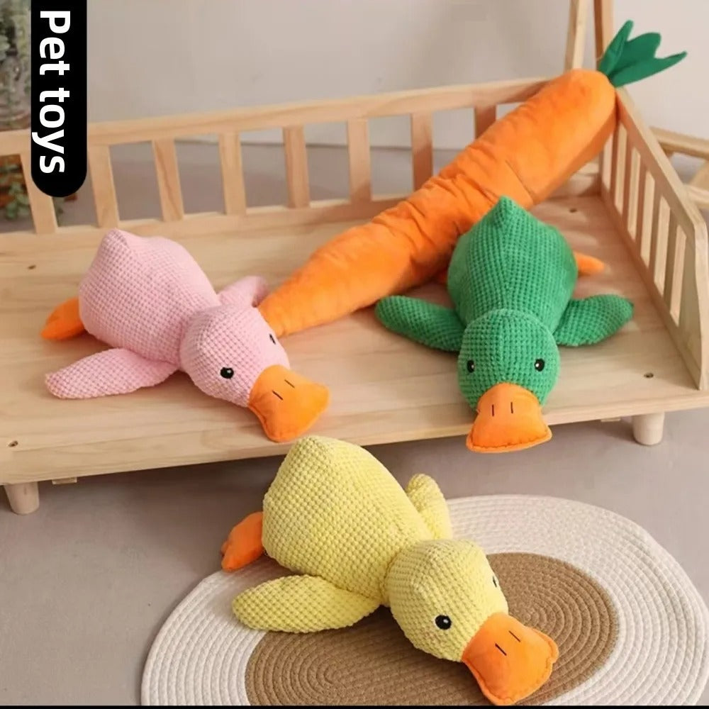 Dog Calming Duck Plush Toy Squeaky Puppy Sleep Aid Durable 1/3PCS