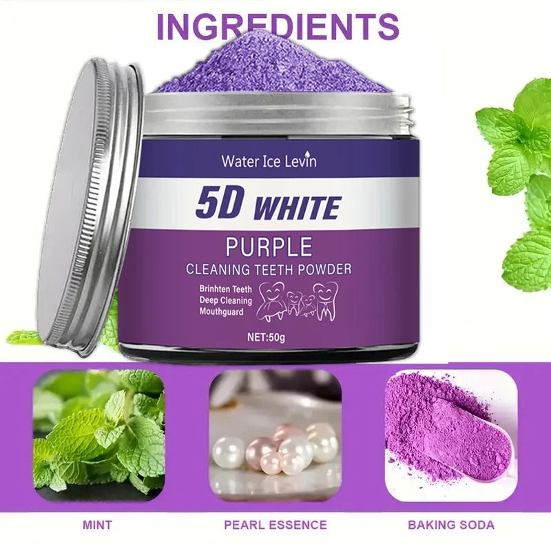 Purple Teeth Whitening Powder for Deep Cleaning & Fresh Breath 50g