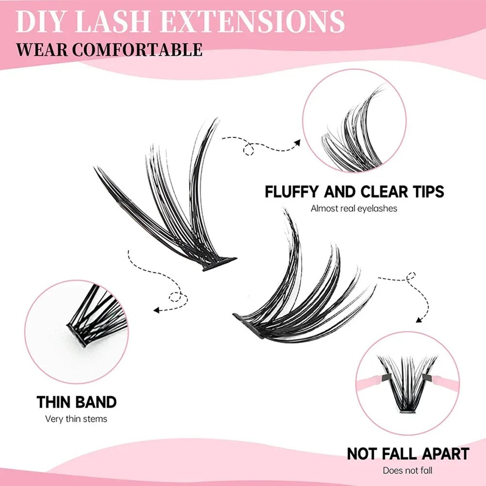DIY Lash Clusters Extension Kit with Bond Seal & Applicator Tool Set