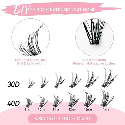 DIY Lash Clusters Extension Kit with Bond Seal & Applicator Tool Set