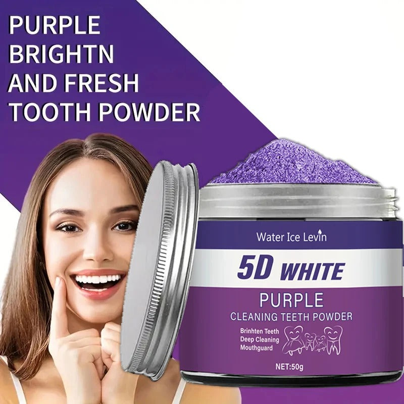 Purple Teeth Whitening Powder for Deep Cleaning & Fresh Breath 50g