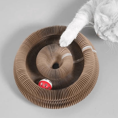 Foldable Cat Scratcher Cardboard Toy with Bell Catnip Multi Level Claw