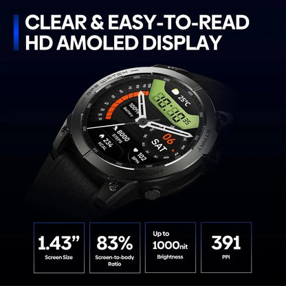 Zeblaze Stratos 3 Pro GPS Smart Watch AMOLED Bluetooth Calls Sports Watch