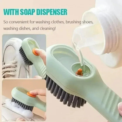 Multifunction Shoe Cleaning Brush with Liquid Dispenser & Long Handle