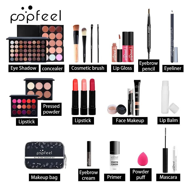 POPFEEL All In One Makeup Kit Eyebrow Eyeliner Eyeshadow Full Set
