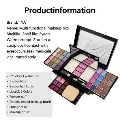 TYA 46 Colors Makeup Set Eyeshadow Blusher Lip Gloss Powder Puff Kit T6145