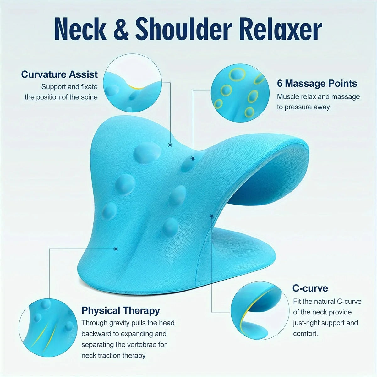 Cervical Neck Stretcher Pillow for Spine Alignment & Pain Relief