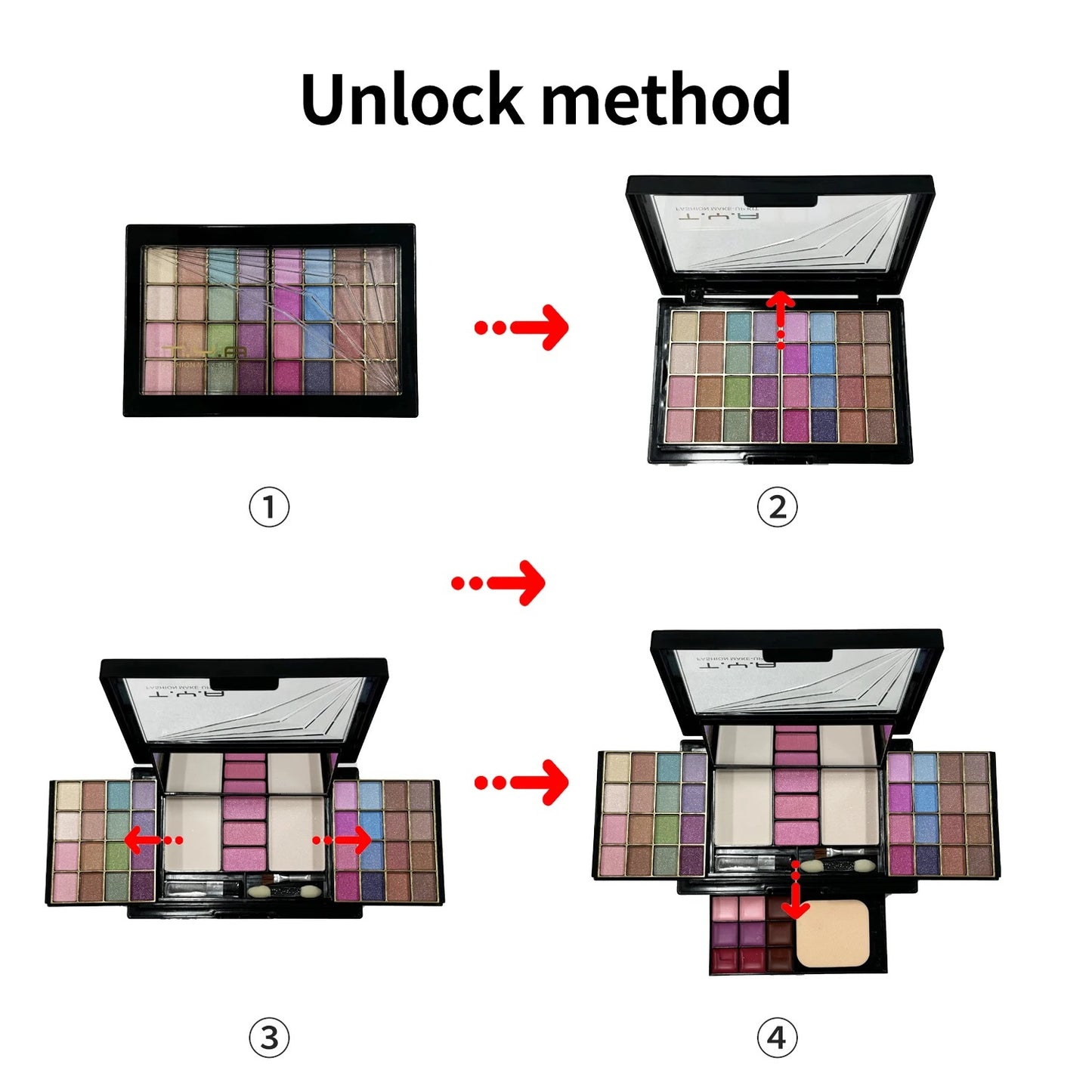 TYA 46 Colors Makeup Set Eyeshadow Blusher Lip Gloss Powder Puff Kit T6145