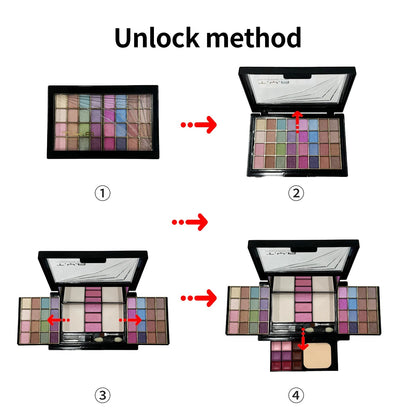 TYA 46 Colors Makeup Set Eyeshadow Blusher Lip Gloss Powder Puff Kit T6145