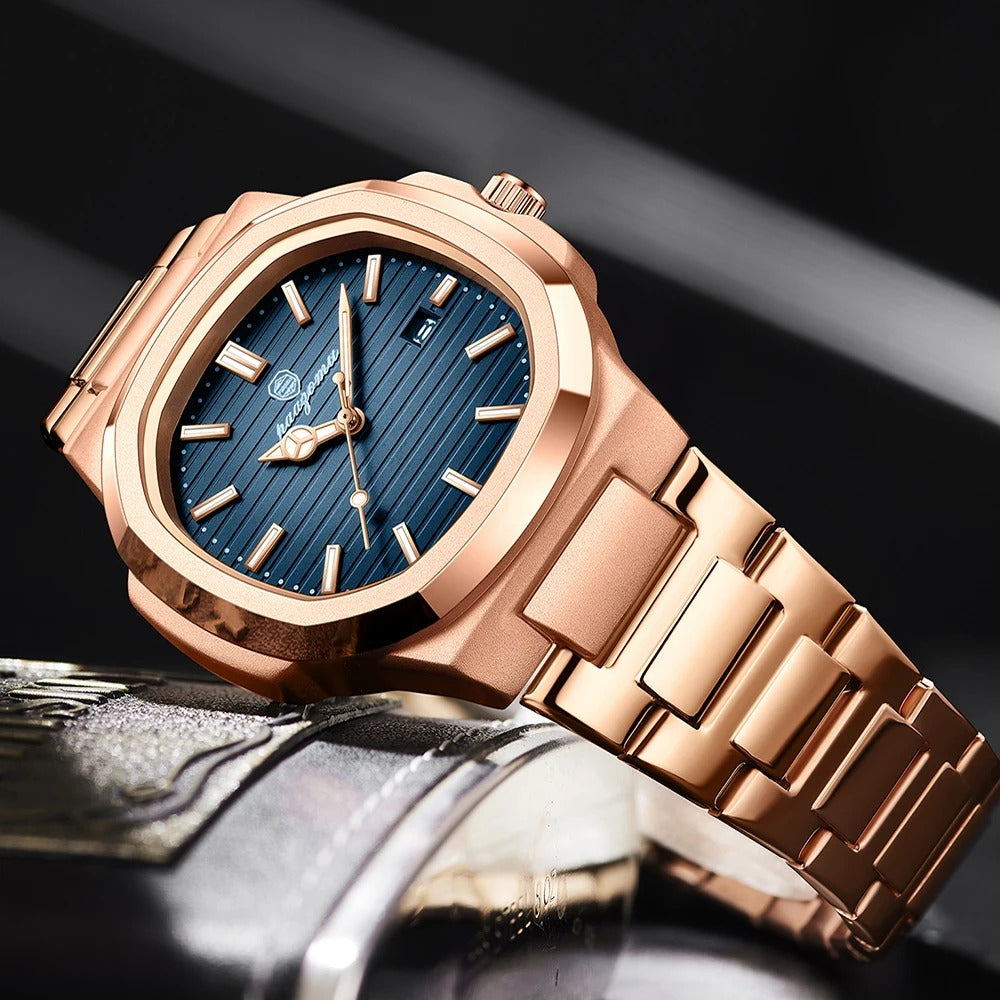 Men’s Waterproof Stainless Steel Quartz Watch Luminous Date Week Display