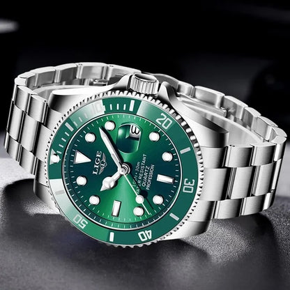 LIGE Men’s Luxury Diver Watch 30ATM Waterproof Quartz Sport Date Watch