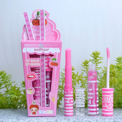 Cute Ice Cream Lip Gloss Set Waterproof Long Lasting Moisturizing Balm