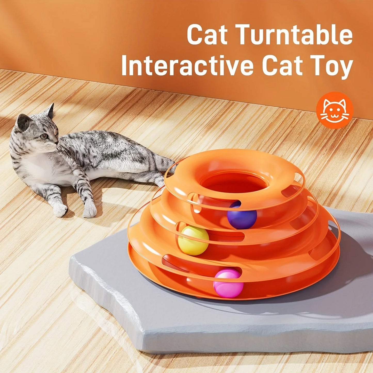 3 Layer Interactive Cat Toy Tower with Rolling Balls Puzzle Game for Cats