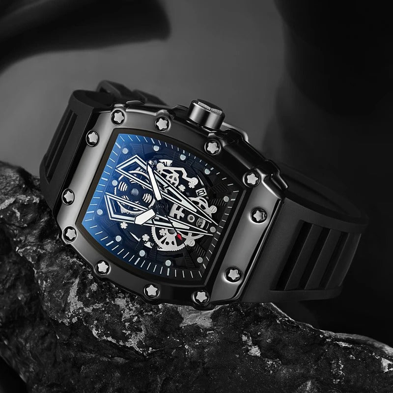 Men’s Large Dial Square Quartz Watch Waterproof Sport Luminous Wristwatch