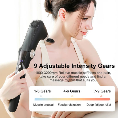 Electric Fascia Massage Gun with Handle for Neck Back Shoulder & Body